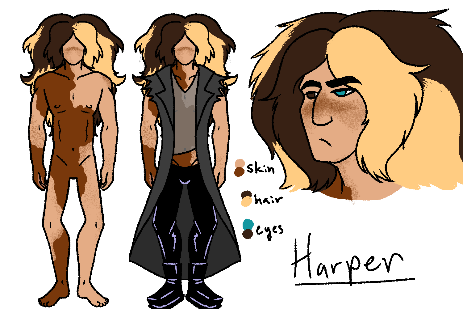 a reference sheet for another original character, Harper